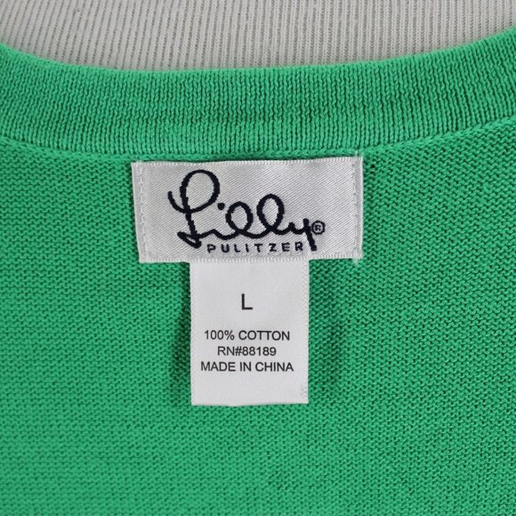 Lilly Pulitzer Cardigan Sweater Womens Size L Green Long Sleeve Button Front - Picture 7 of 7